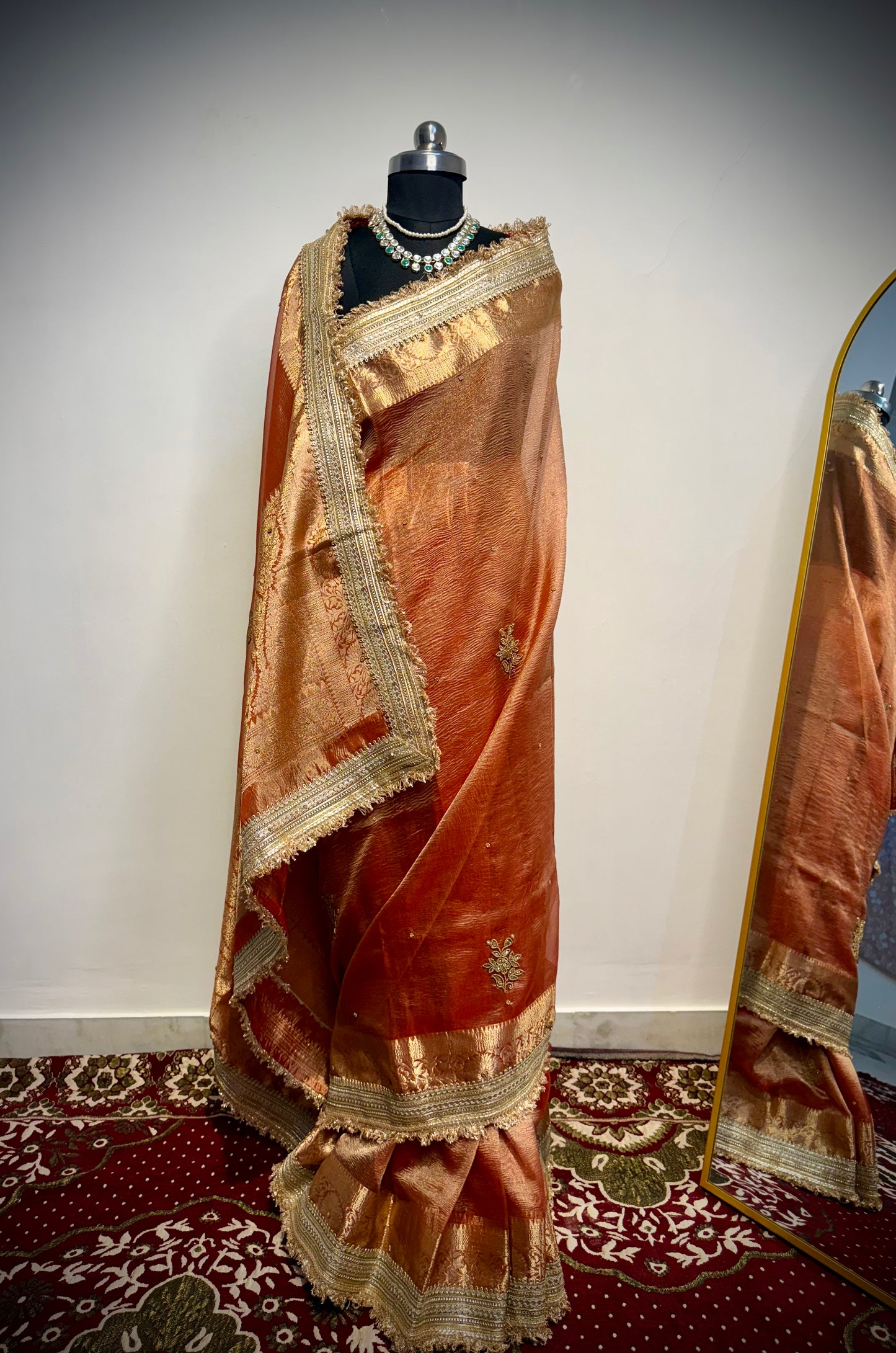 Rajkumari Saree Edit – Rusty Peach Gold