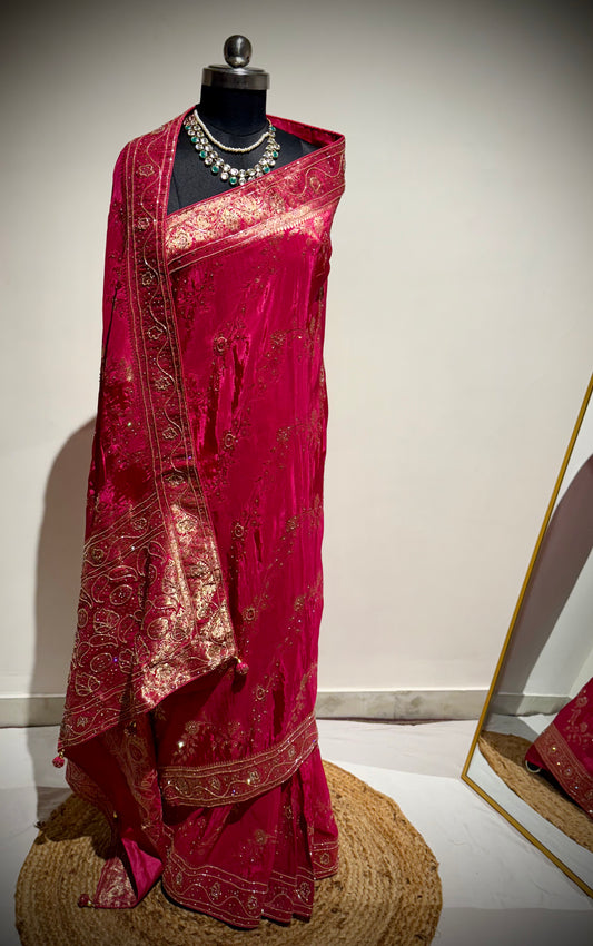 GULAB MANJARI – Banarasi Silk Crepe Saree