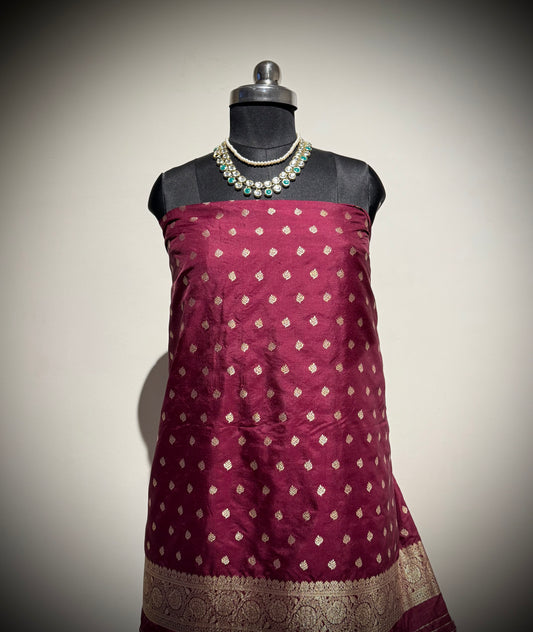 RAJSHRI – Banarasi Silk Saree (Wine Maroon)