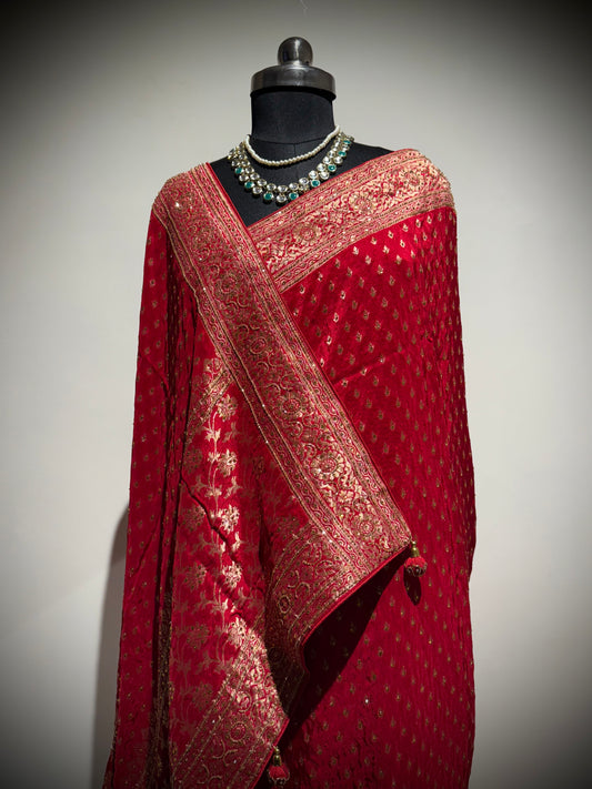 GULRANI – Royal Banarasi Silk Saree (Bridal Red)