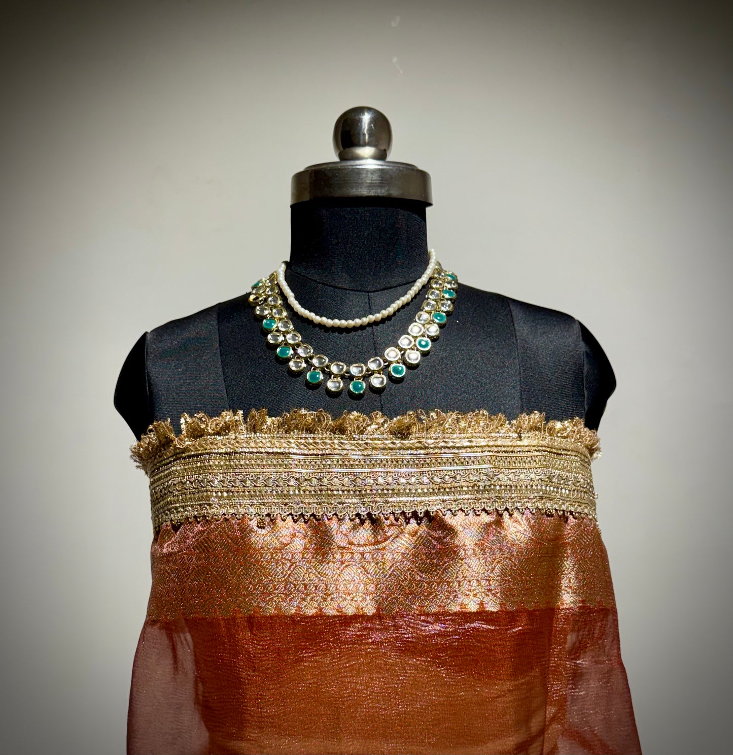 Rajkumari Saree Edit – Rusty Peach Gold