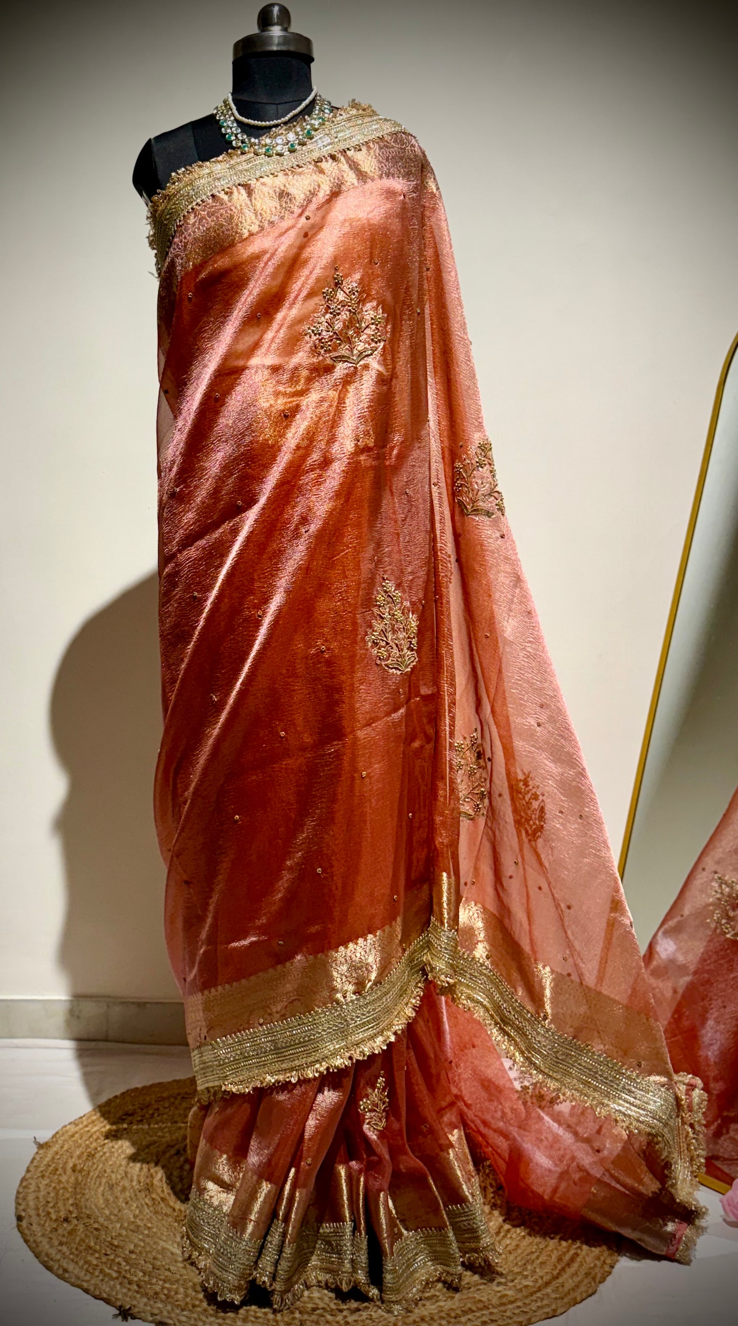 Rajkumari Saree Edit – Rusty Peach Gold