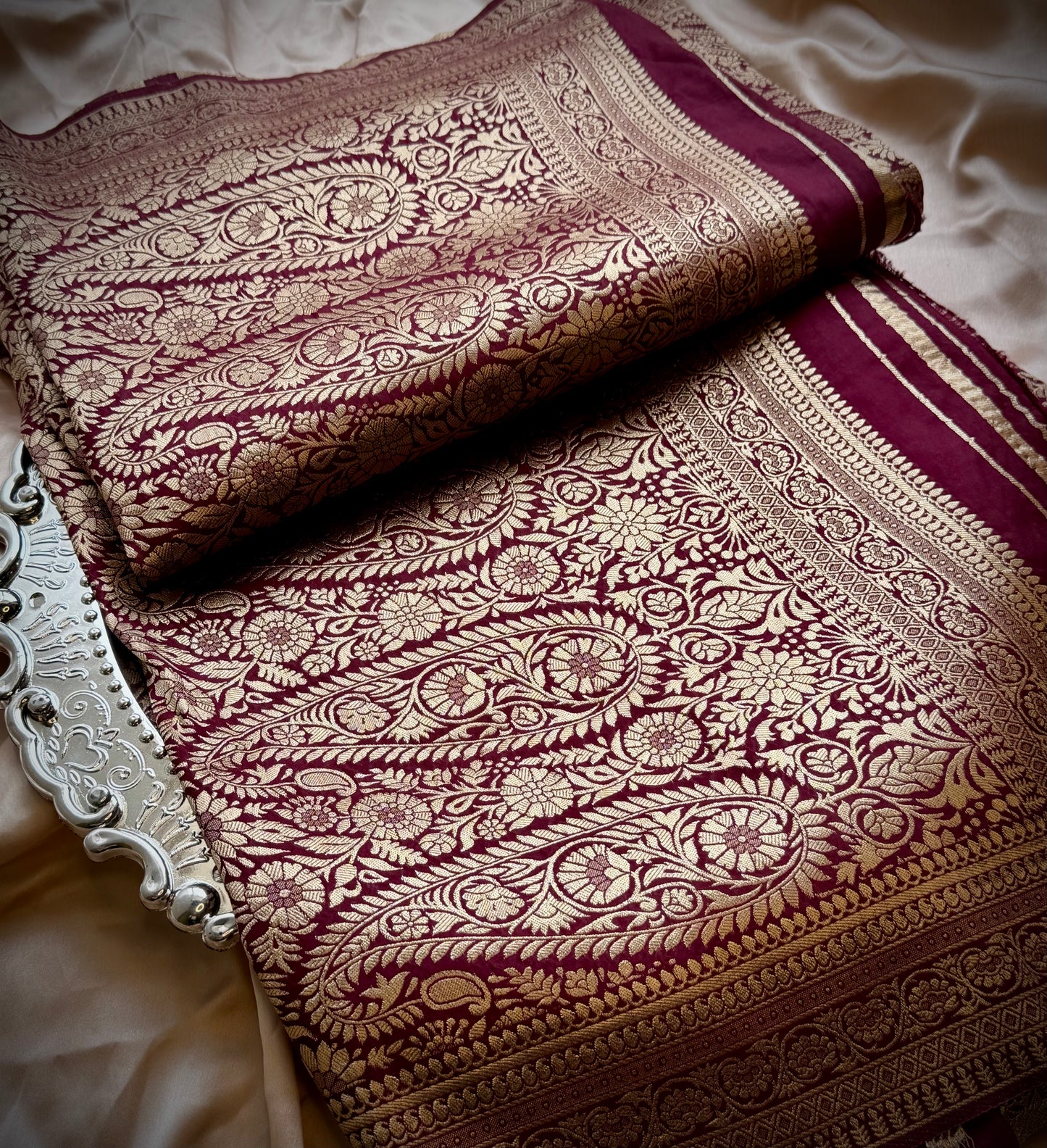 RAJSHRI – Banarasi Silk Saree (Wine Maroon)