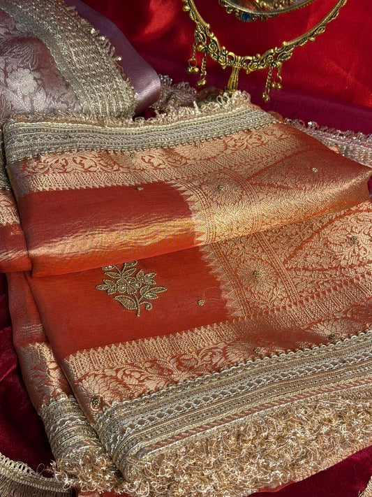 Rajkumari Saree Edit – Rusty Peach Gold