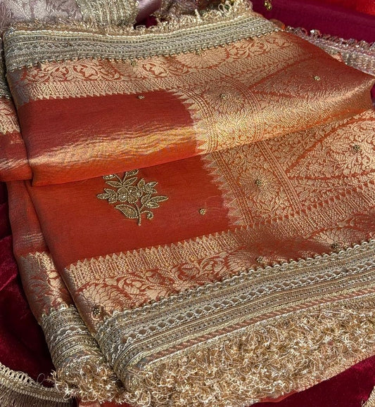 Rajkumari Saree Edit – Rusty Peach Gold