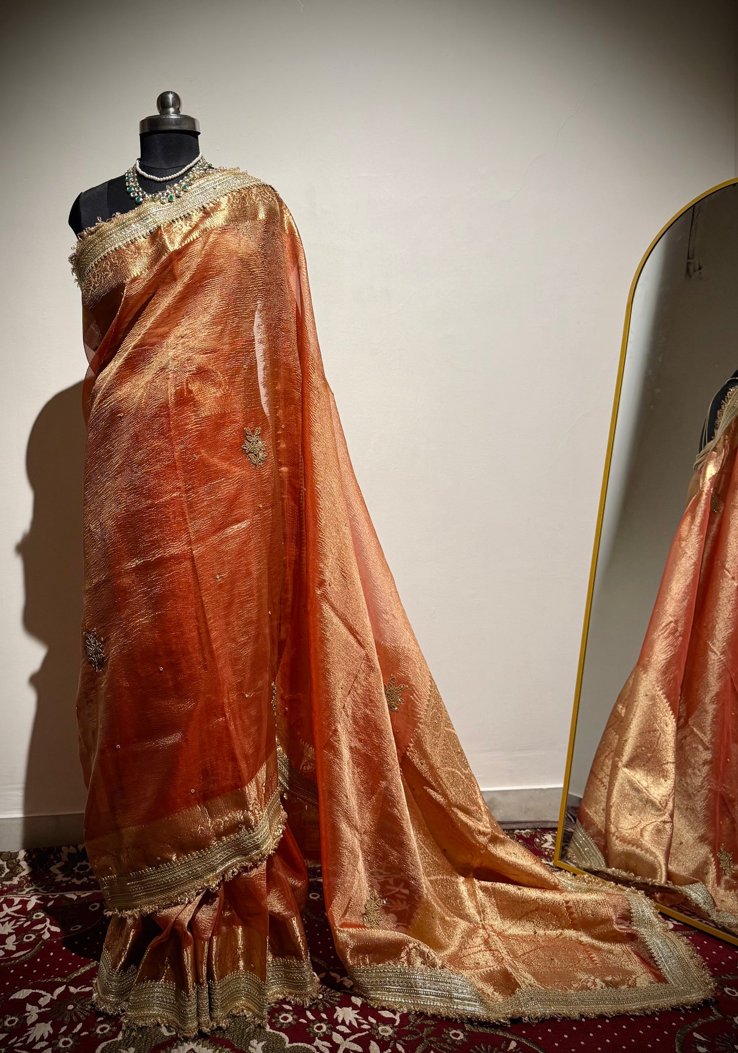 Rajkumari Saree Edit – Rusty Peach Gold
