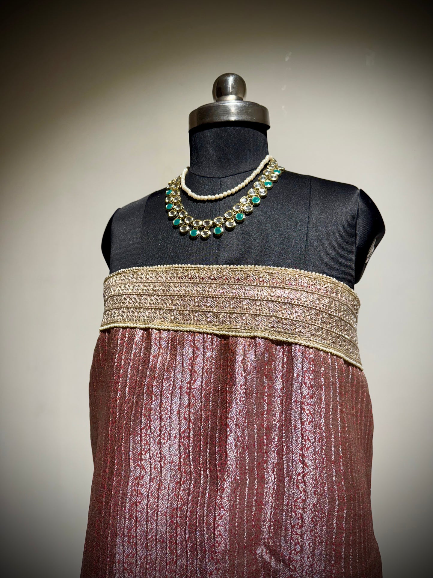 RUHAANI – Banarasi Tissue Saree (Muted Rosé)