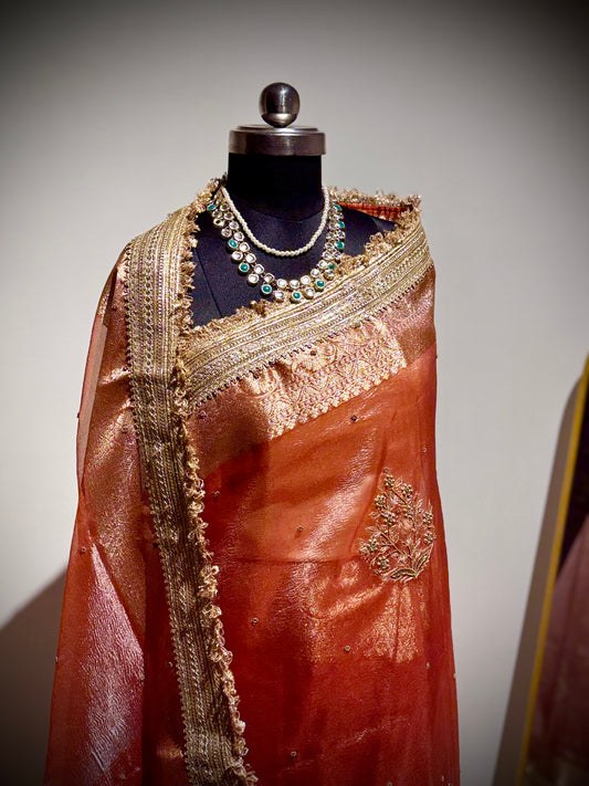 Rajkumari Saree Edit – Rusty Peach Gold